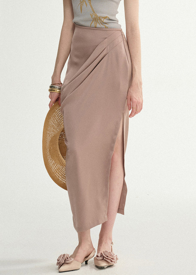 Summer Elegant Skirts Starch Lotus Side Wrinkled Root Silk Open