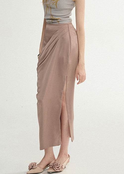 Summer Elegant Skirts Starch Lotus Side Wrinkled Root Silk Open