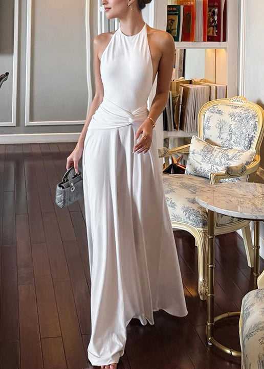 Cotton White Patchwork Lace Dress Summer Elegant Up Backless