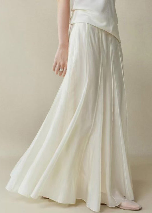 High Silk Waist White Zippered Cotton Elegant Summer Skirts