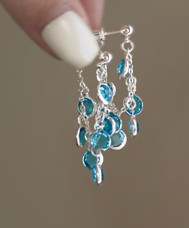 Tassel Fashion Grapes Copper Drop Blue Of Crystal Earrings Bunch