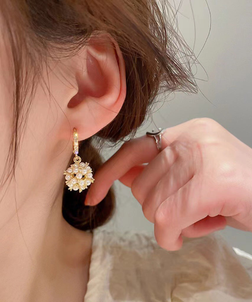Earrings Zircon Fashion Gold Copper Pearl Overgild Drop Spherical