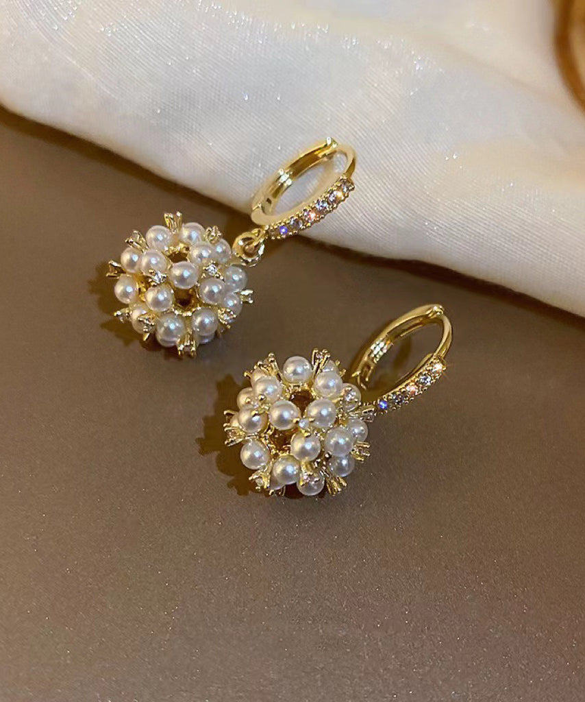 Earrings Zircon Fashion Gold Copper Pearl Overgild Drop Spherical