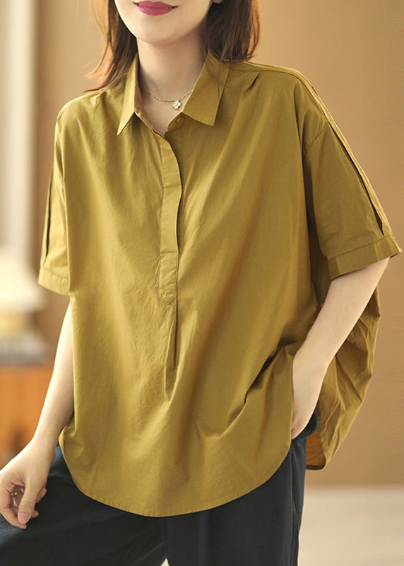 Shirts Peter Patchwork Khaki Cotton Collar Fashion Summer Pan