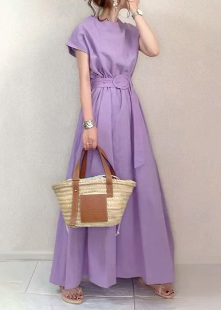 Large Cotton Exra Hem Ankle Tunic Dress Fashion Summer Lavender