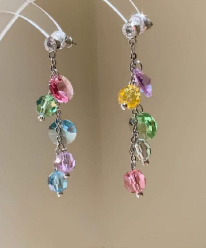 Zircon Drop Rainbow Copper Earrings Overgild Tassel Fashion