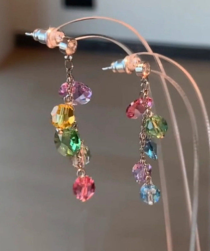 Zircon Drop Rainbow Copper Earrings Overgild Tassel Fashion