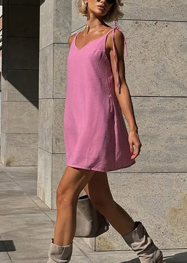 Fashion Dresses White Mini Cotton Summer Lace Backless Up