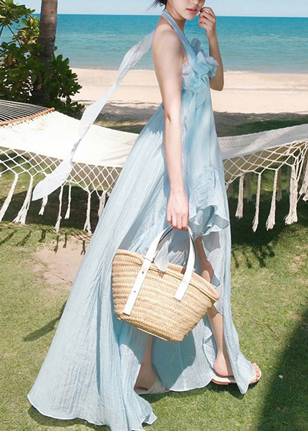 Fashion Cotton Ruffled Patchwork Asymmetrical White Dresses