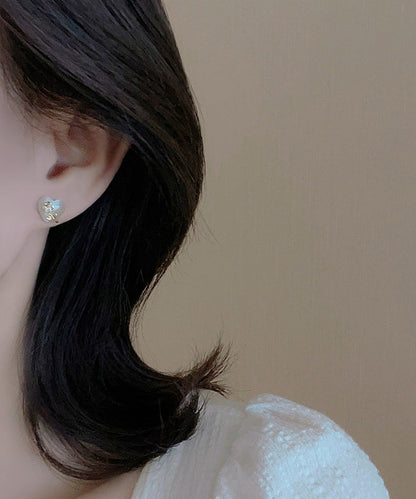 Earrings Copper Alloy Gold Cat Floral Eye Ston Stud Love Fine