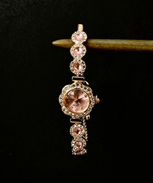 Zircon Watches Gem Inlaid Alloy Sapphire Fine Crystal Pink Stone