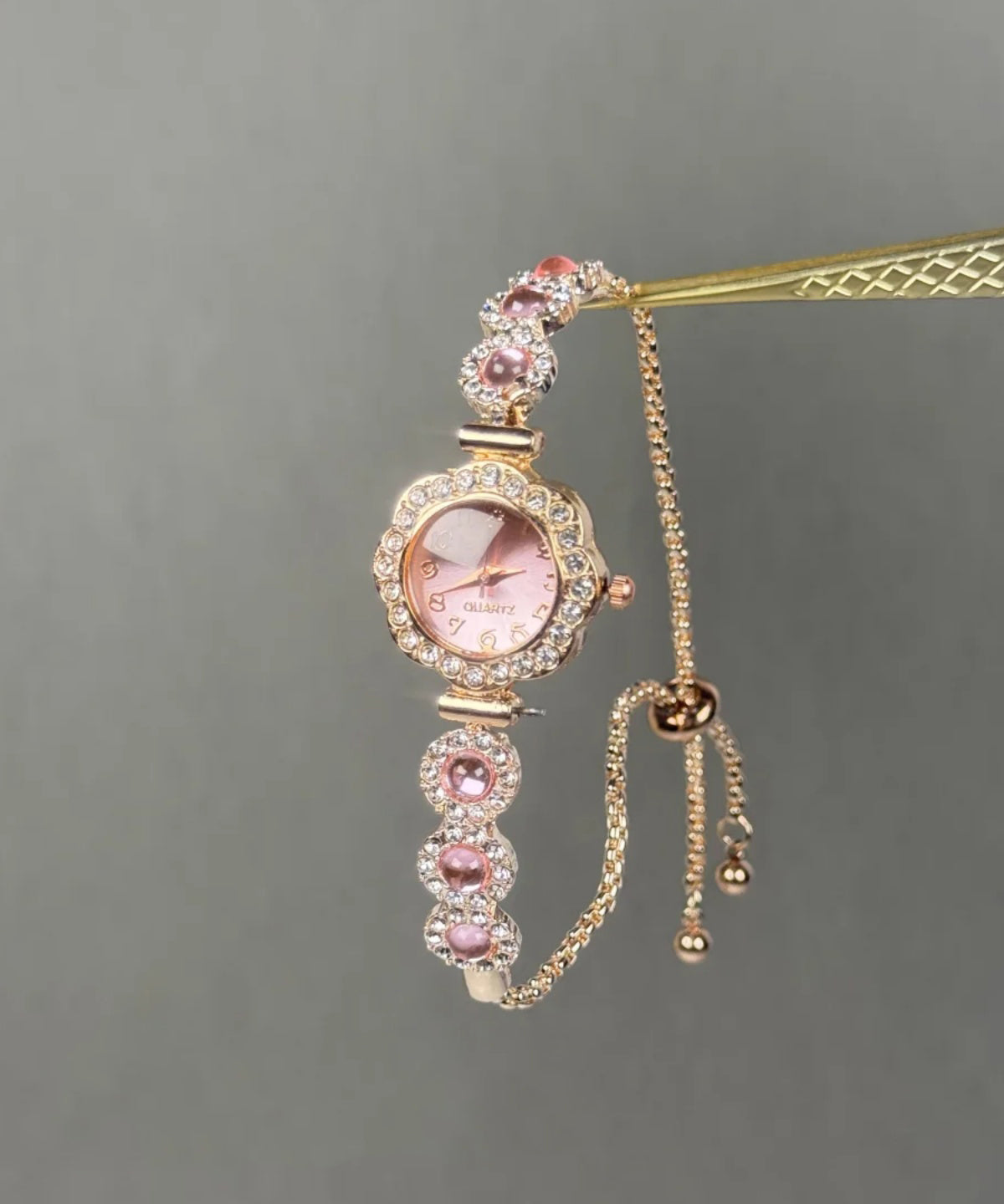 Zircon Watches Gem Inlaid Alloy Sapphire Fine Crystal Pink Stone