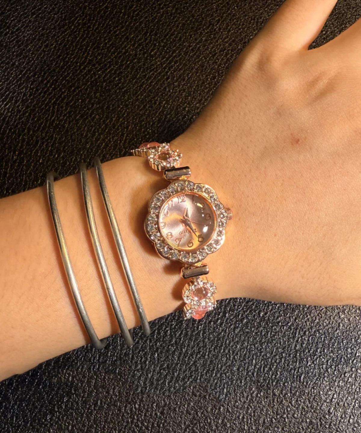 Zircon Watches Gem Inlaid Alloy Sapphire Fine Crystal Pink Stone