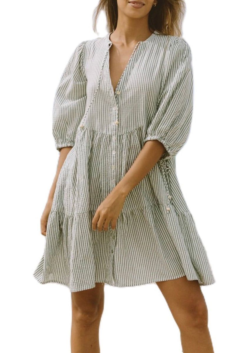 Sleeve Pink French Striped Collar Shirts Pan Dress Peter Half Mid