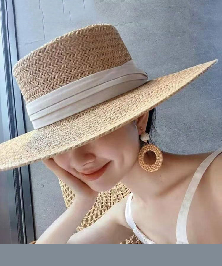 Woven French New Cloche Straw Hat Khaki Style
