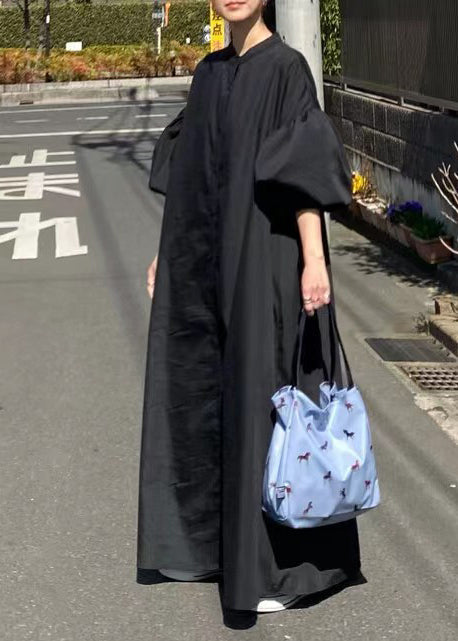 French Sleeve Lantern White Shirt Dresses Oversized Cotton