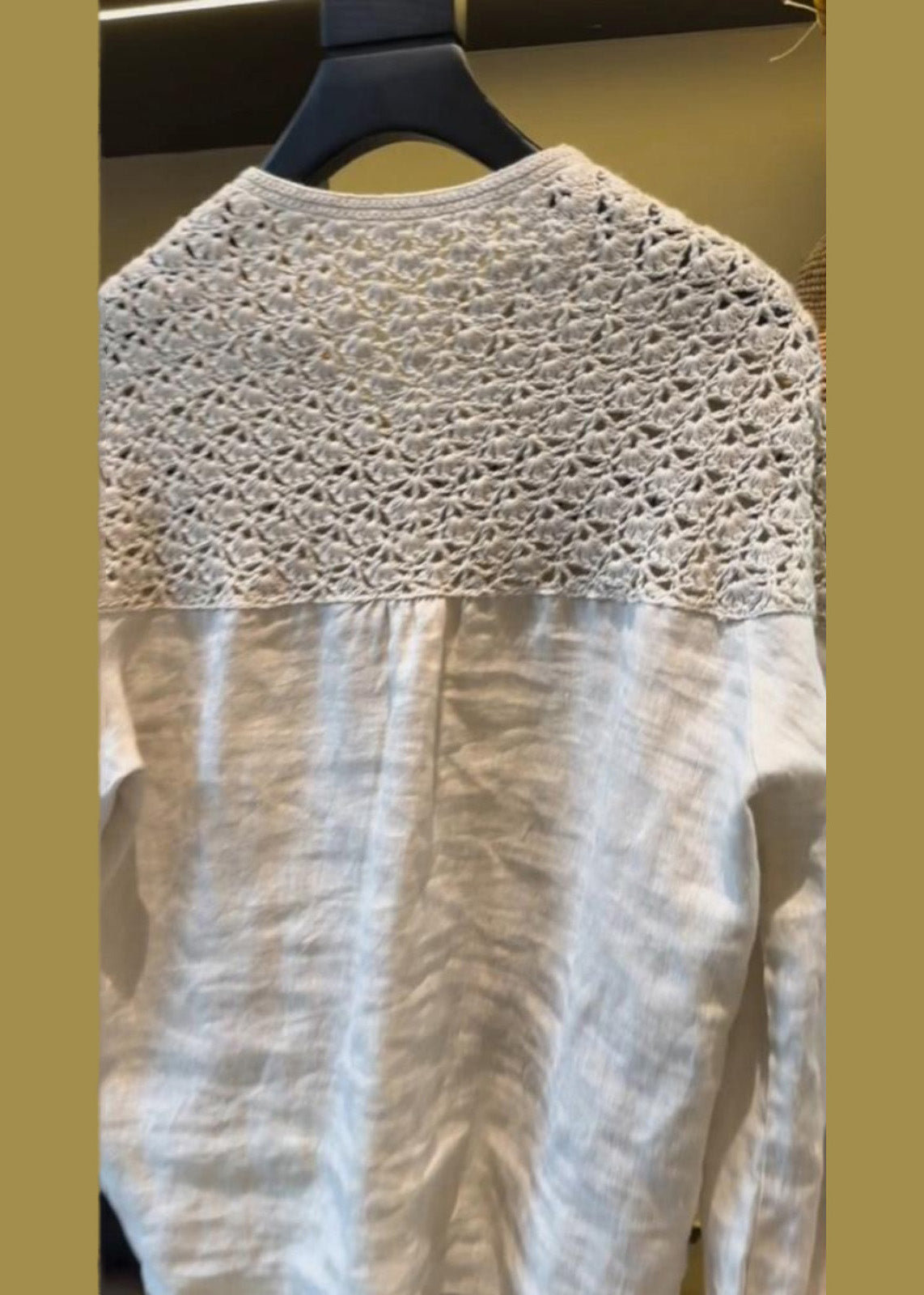 Oversized Handmade Out White Patchwork Summer Tops Linen Hollow