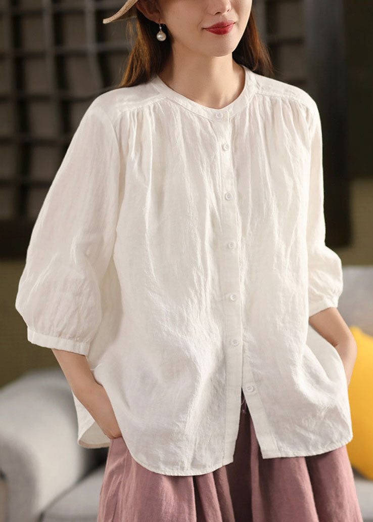 Yellow Blouses Oversized Bracelet Sleeve Handmade Linen