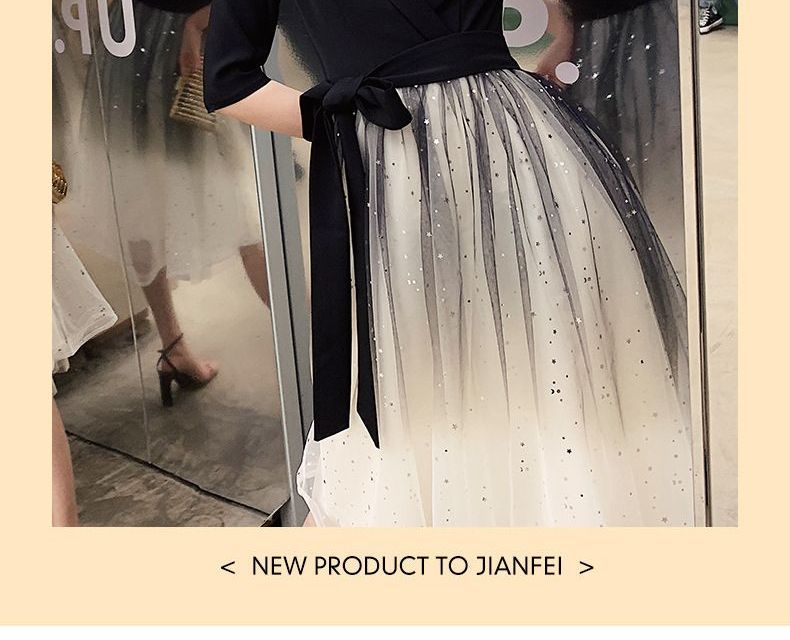 Elbow-Sleeve Sequined A-Line Evening Gown (Various Designs)