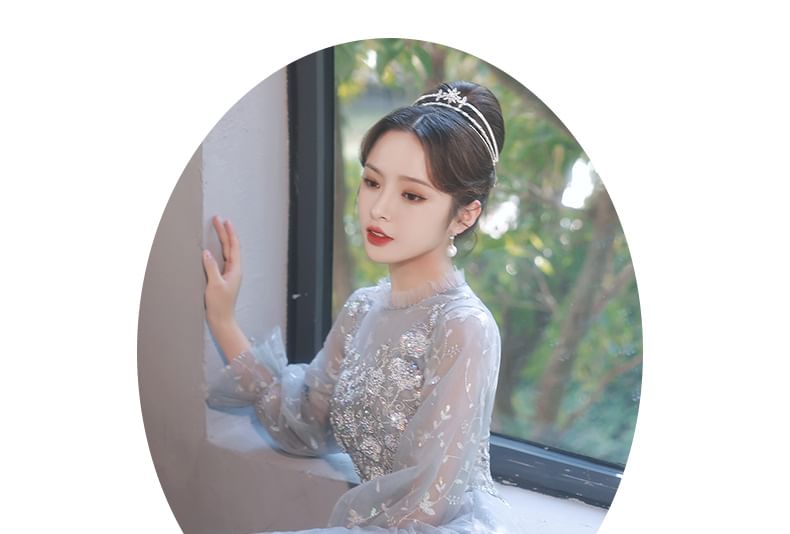 Long-Sleeve Flower Lace A-Line Evening Gown (Various Designs)