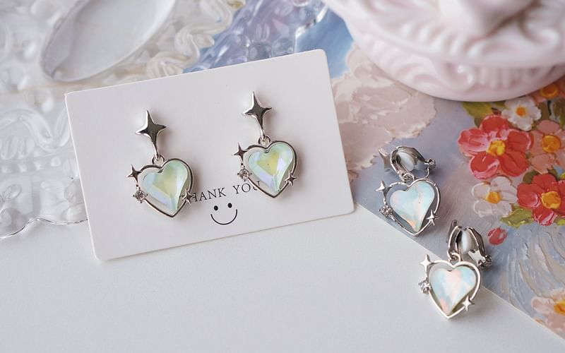 / On Heart Earring Drop Clip Star