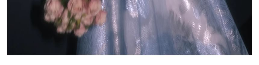 Short-Sleeve Patterned Beaded A-Line Evening Gown