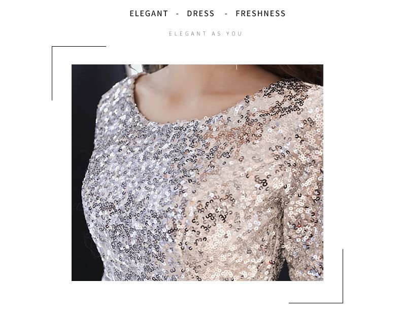 Short-Sleeve Sequin Mesh Panel A-Line Cocktail Dress (Various Designs)