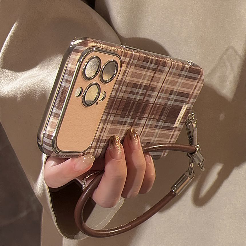 / Strap Phone Case Set Plaid