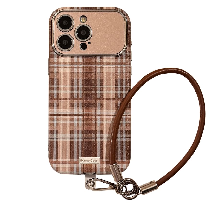 / Strap Phone Case Set Plaid