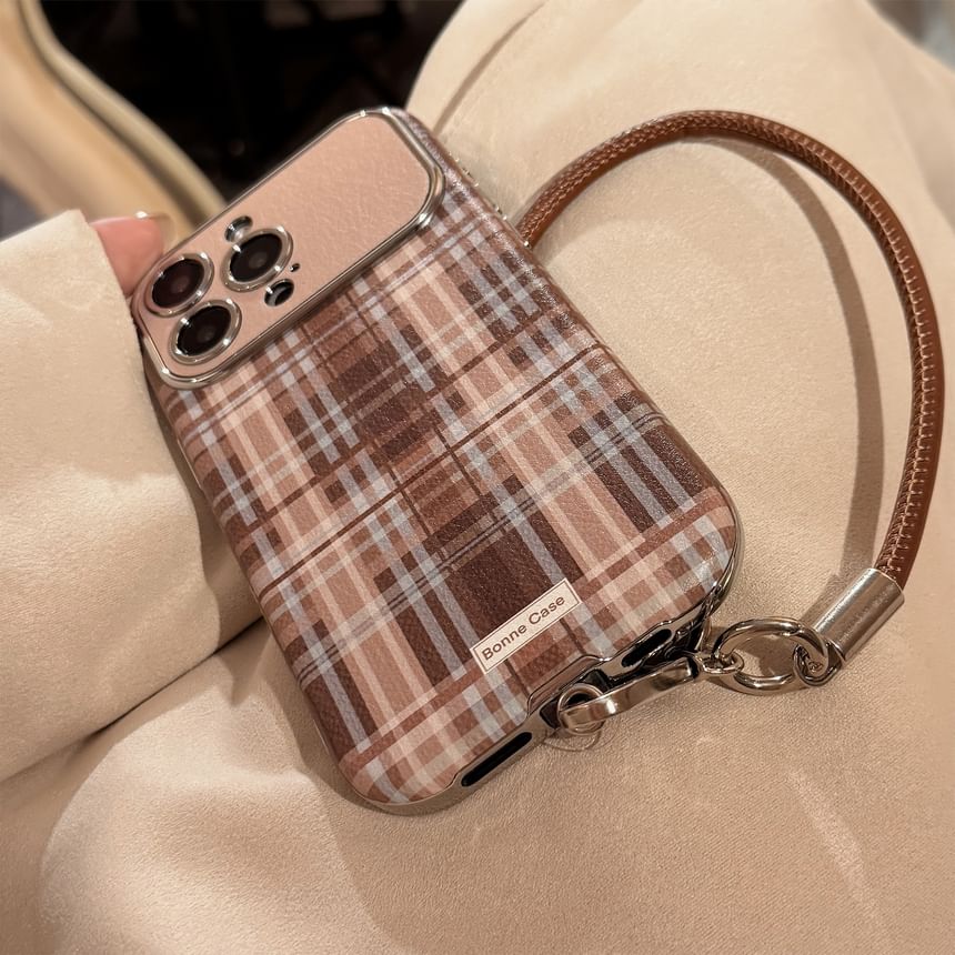 / Strap Phone Case Set Plaid