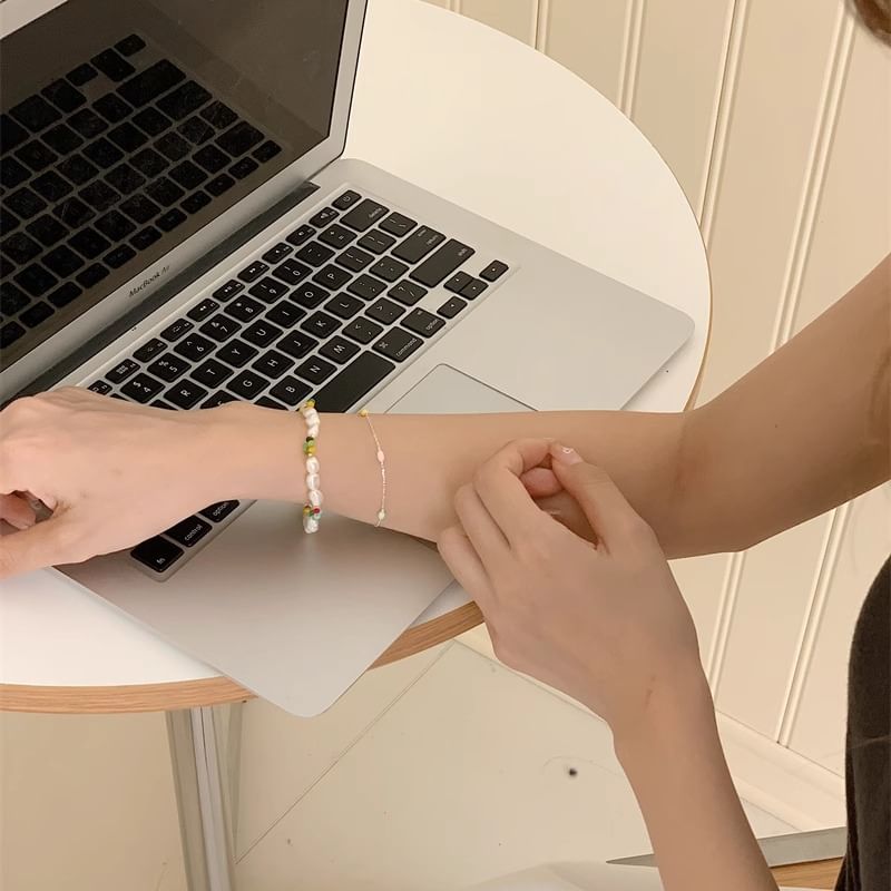 / Pearl Bead S925 Freshwater Silver Bracelet Sterling