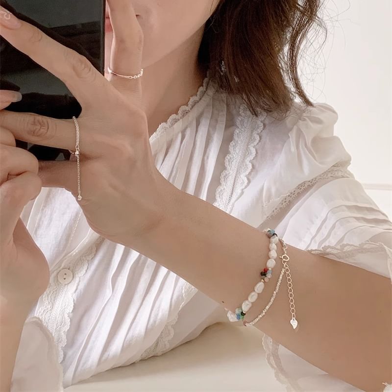 / Pearl Bead S925 Freshwater Silver Bracelet Sterling