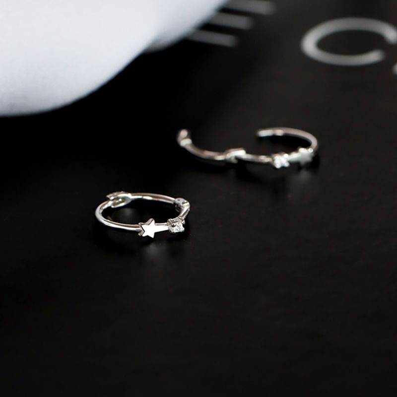 / Star Silver Ear Cuff Earring S925 Huggie Sterling