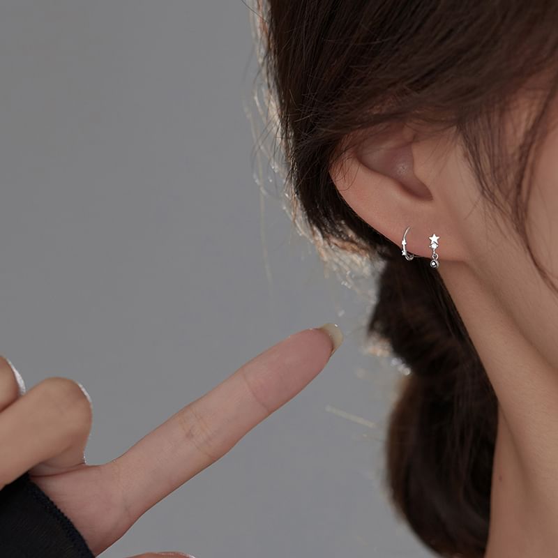 / Star Silver Ear Cuff Earring S925 Huggie Sterling