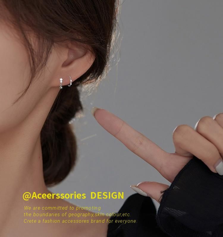 / Star Silver Ear Cuff Earring S925 Huggie Sterling