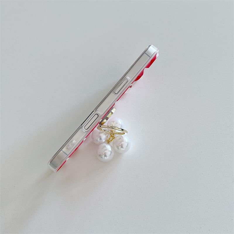 / Faux Case Phone Ring Set Pearl Heart Finger