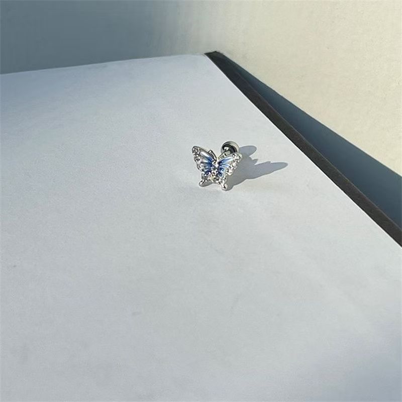 Stud Earring Rhinestone Butterfly