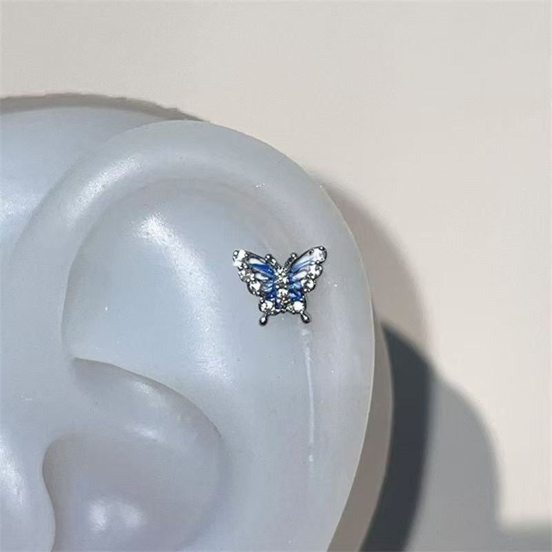 Stud Earring Rhinestone Butterfly