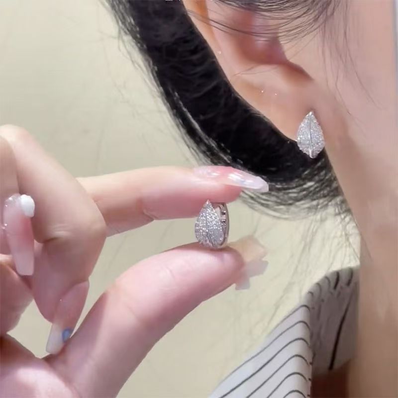 Leaf Earring Rhinestone Stud