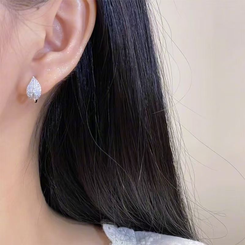 Leaf Earring Rhinestone Stud