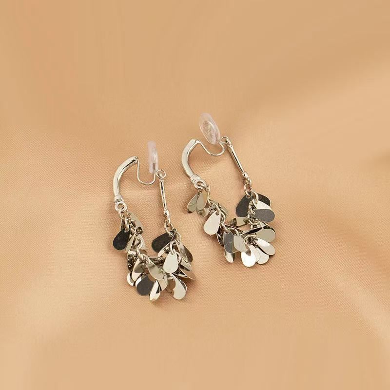 Fringed Dangle Earring Disc Alloy