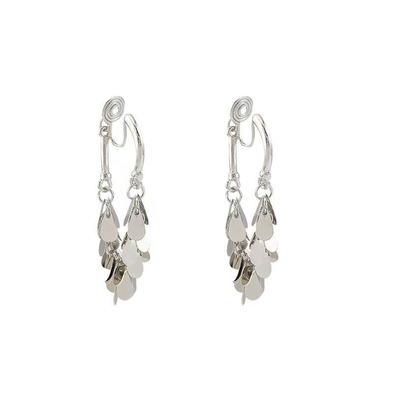Fringed Dangle Earring Disc Alloy