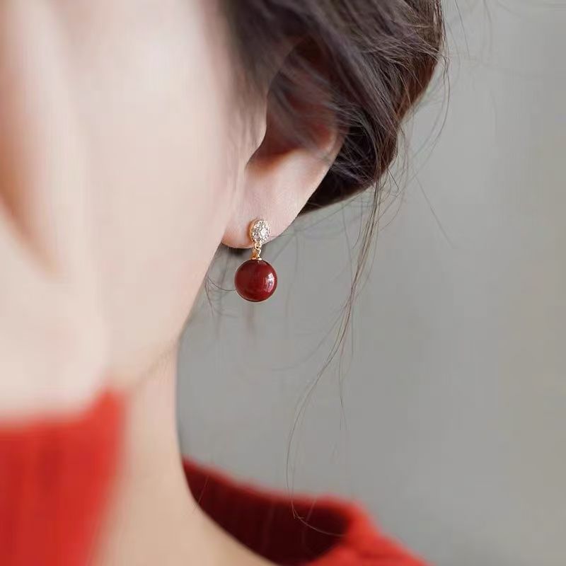 Bead Drop Rhinestone Earring Alloy