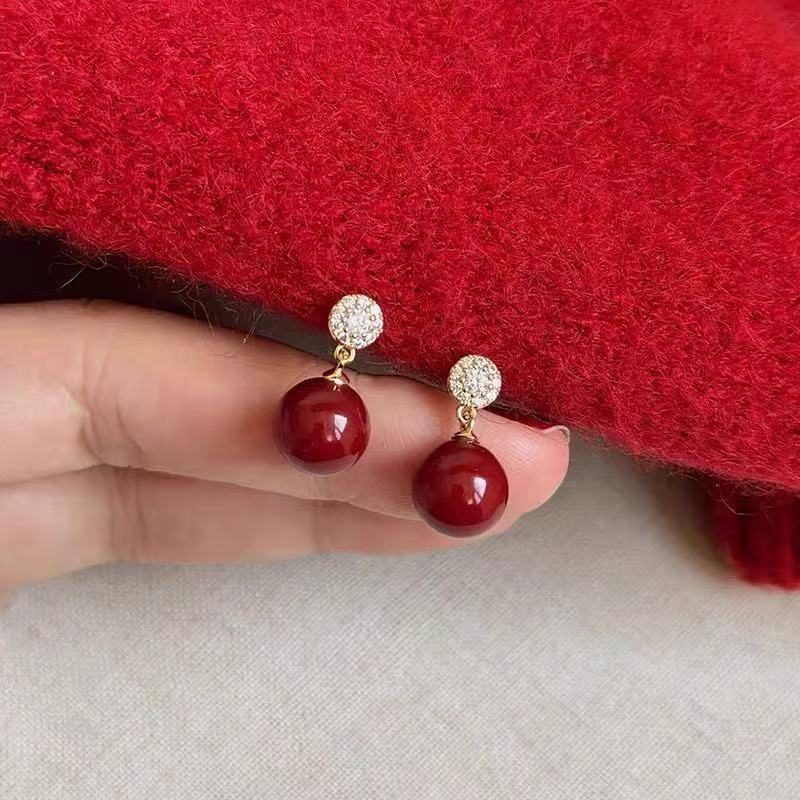 Bead Drop Rhinestone Earring Alloy