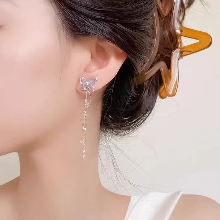 Earring Butterfly Alloy Dangle