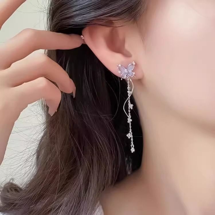 Earring Butterfly Alloy Dangle