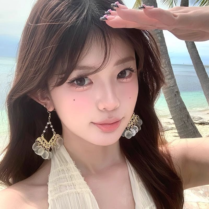 Alloy Earring Chandelier Shell Disc