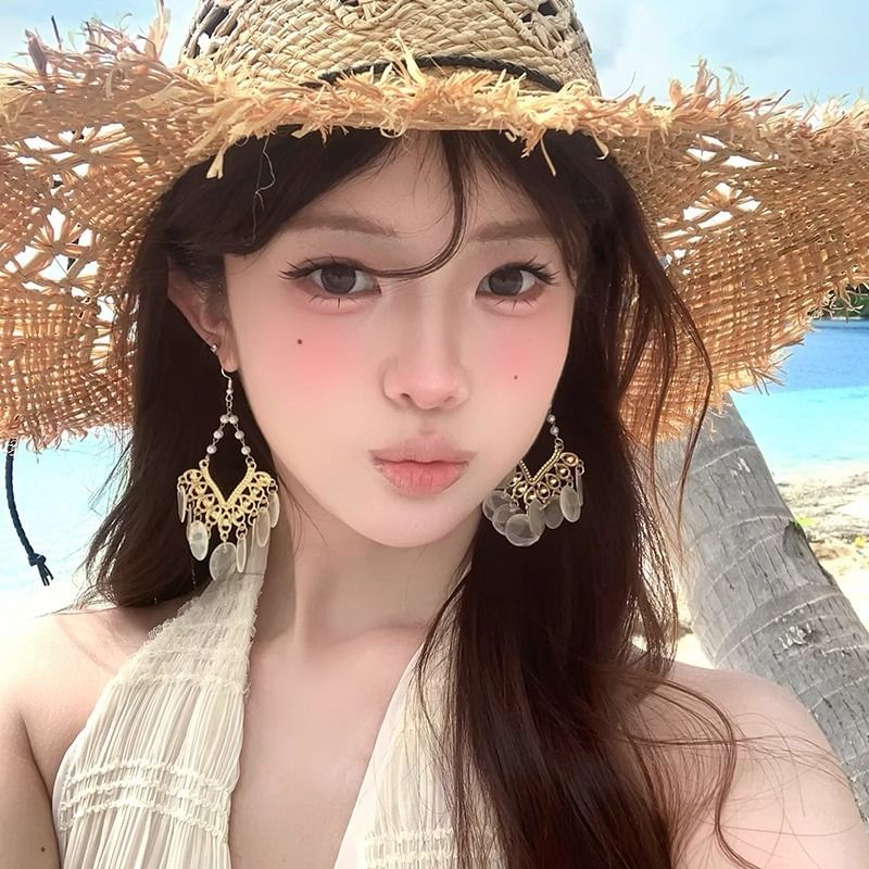 Alloy Earring Chandelier Shell Disc