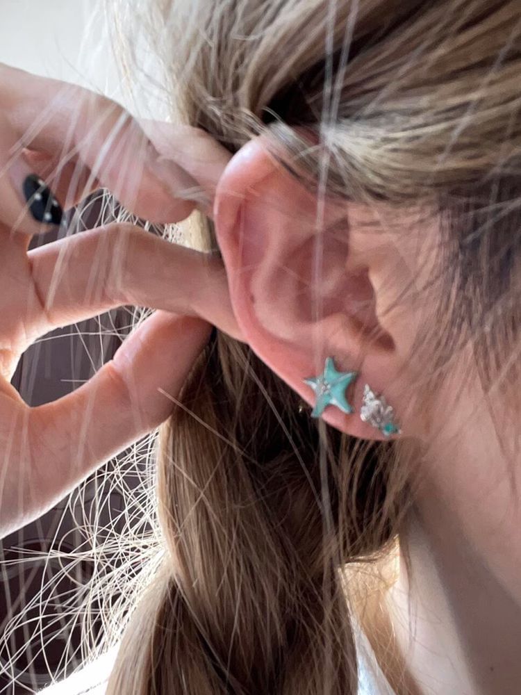 Starfish Earring Stud Alloy Asymmetrical