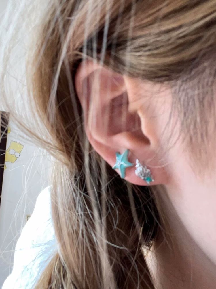 Starfish Earring Stud Alloy Asymmetrical